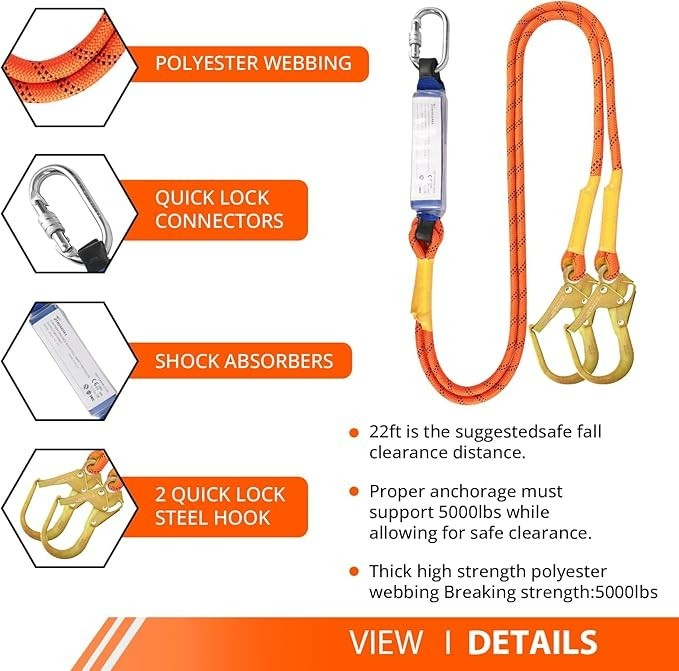 Safety Harness Fall Protection - Roofing Harness Kit Men Full Body Construction
