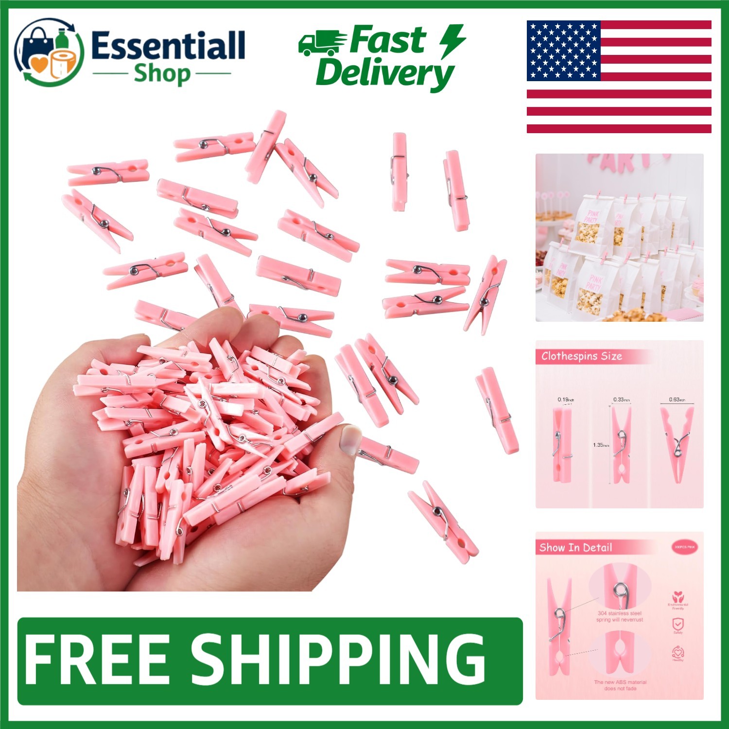 Secure 1.35 Inch Pink Plastic Mini Clips for Creative DIY & Laundry Projects