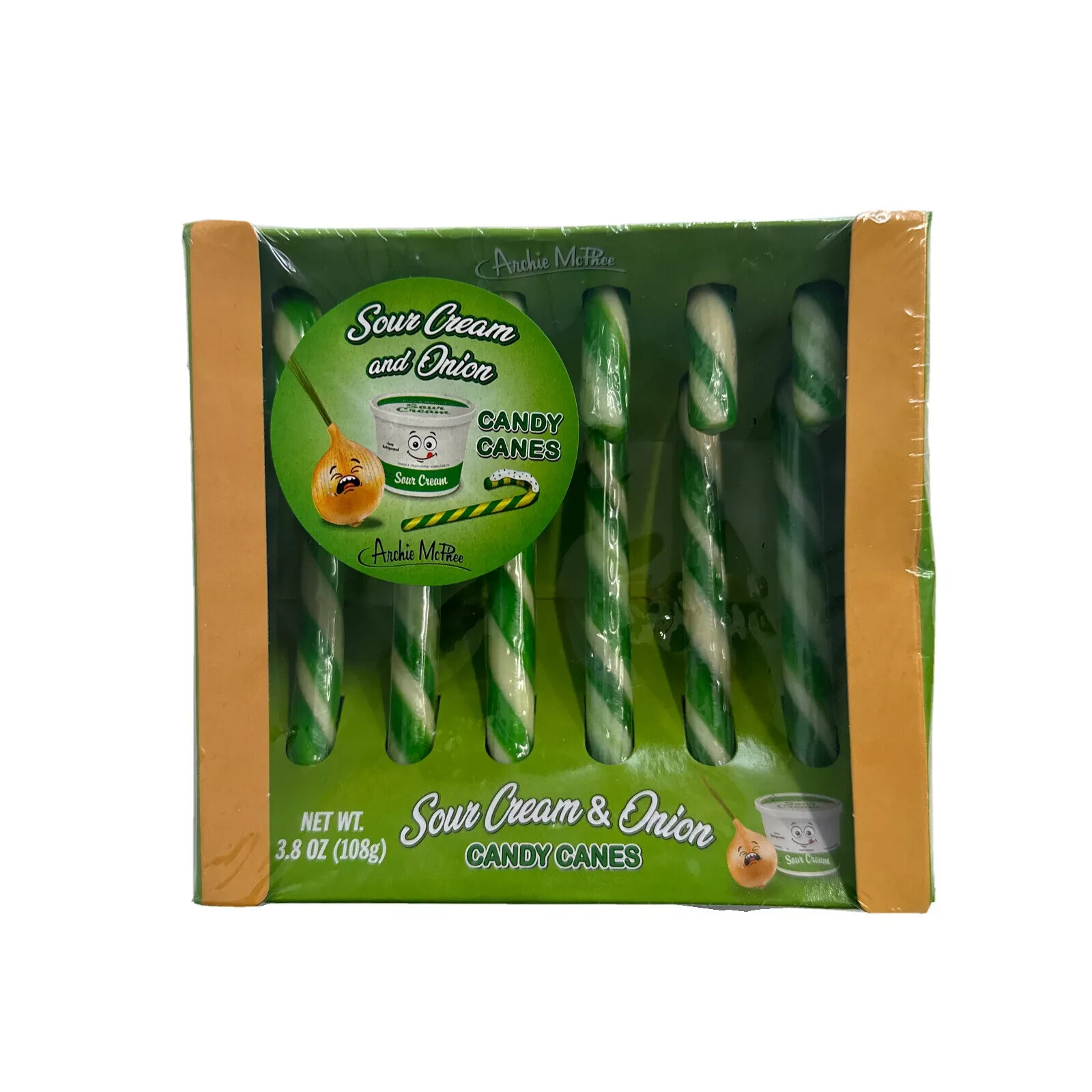 Sour Cream and Onion Candy Canes NEW 6-Candies Great Gag Candy Funny Stocking St