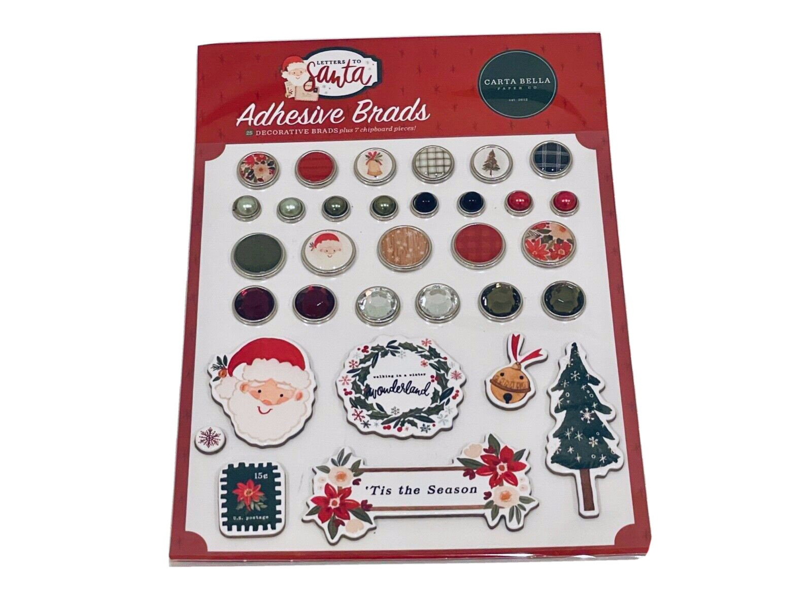 ECHO PARK PAPER CO CARTA BELLA ADHESIVE DECORATIVE BRADS LETTERS TO SANTA