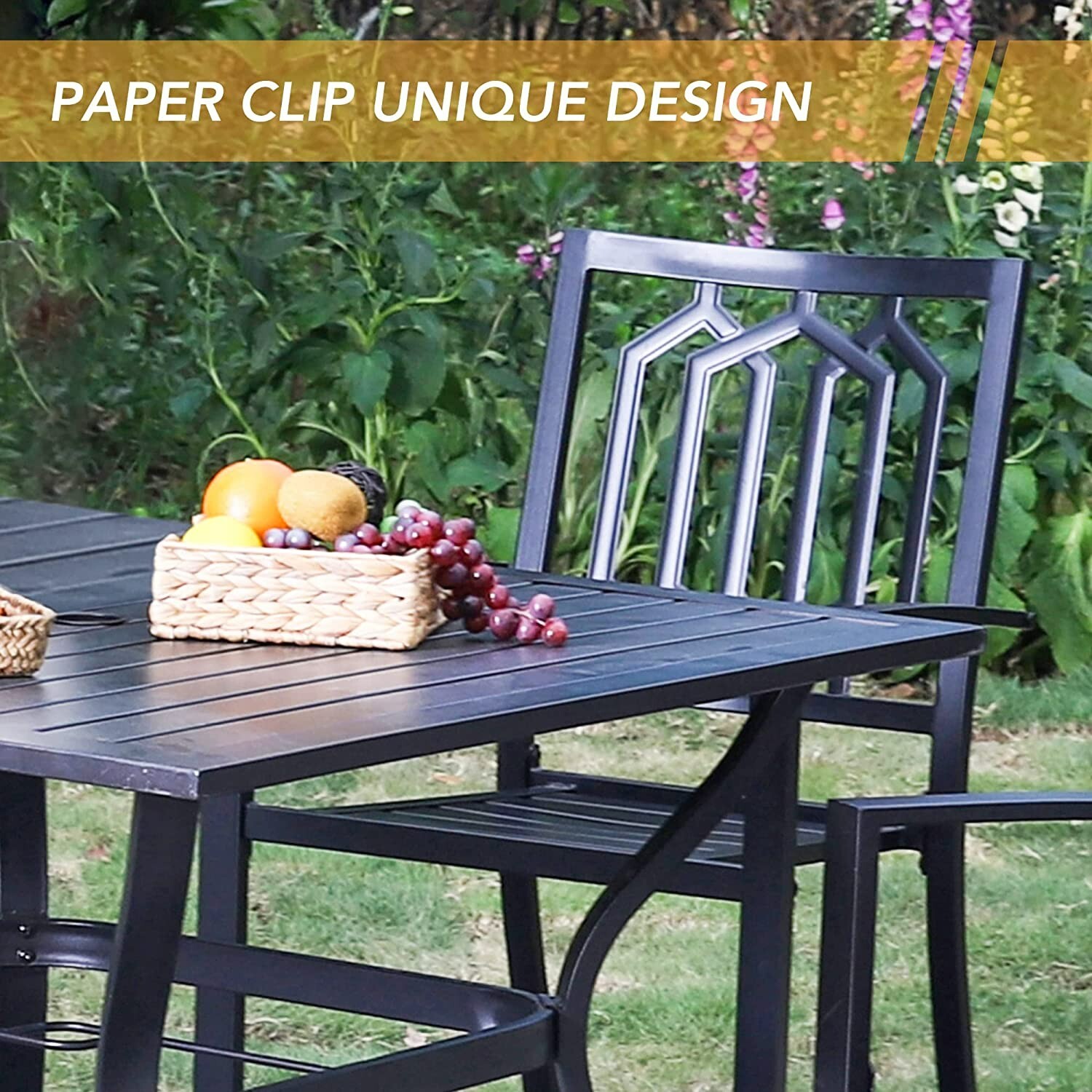 Patio Dining Set Metal Outdoor Bistro Stackable Chairs& Table Black Heavy Duty