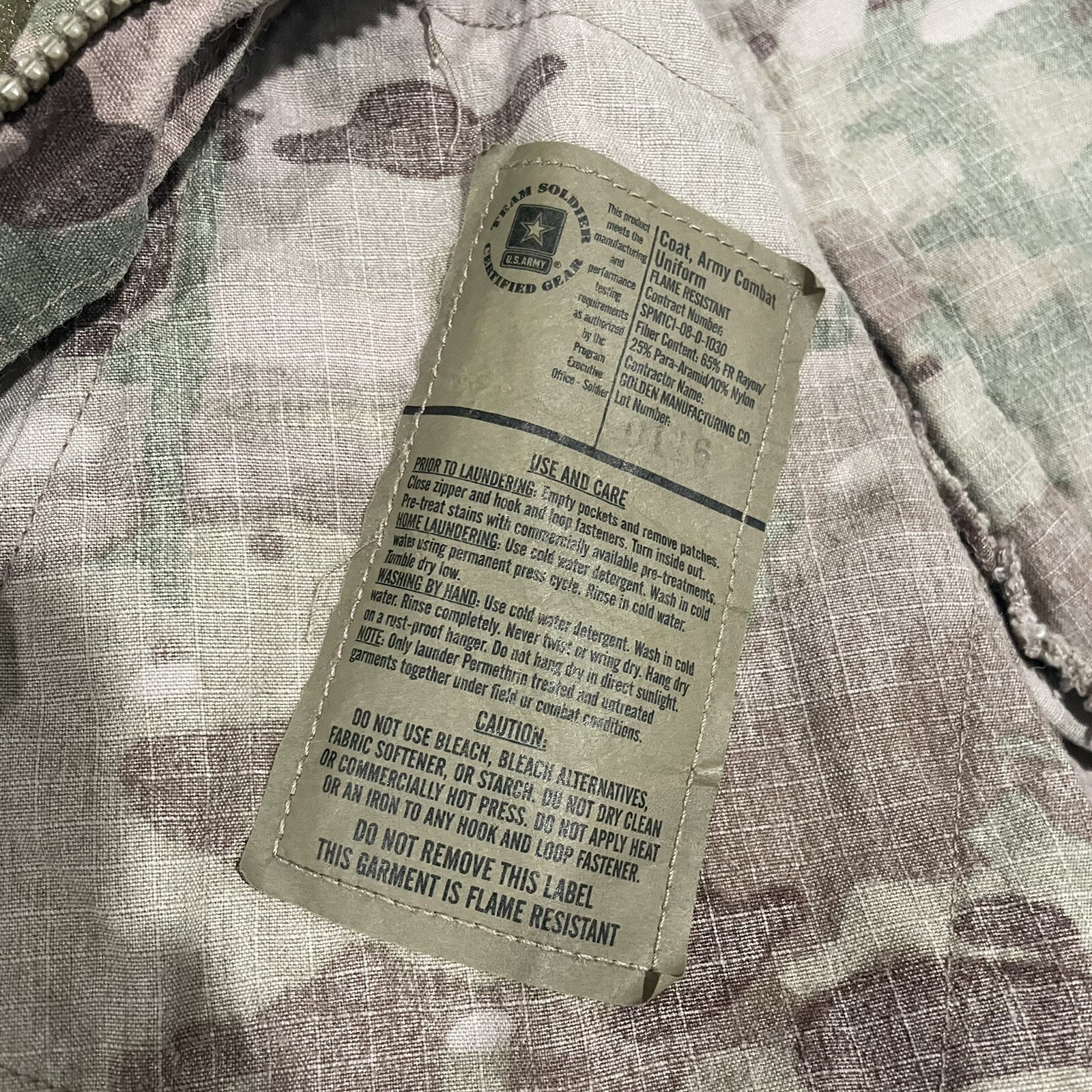 US Military Army Combat Uniform Coat Flame Resistant Bond It Tactical Md Long