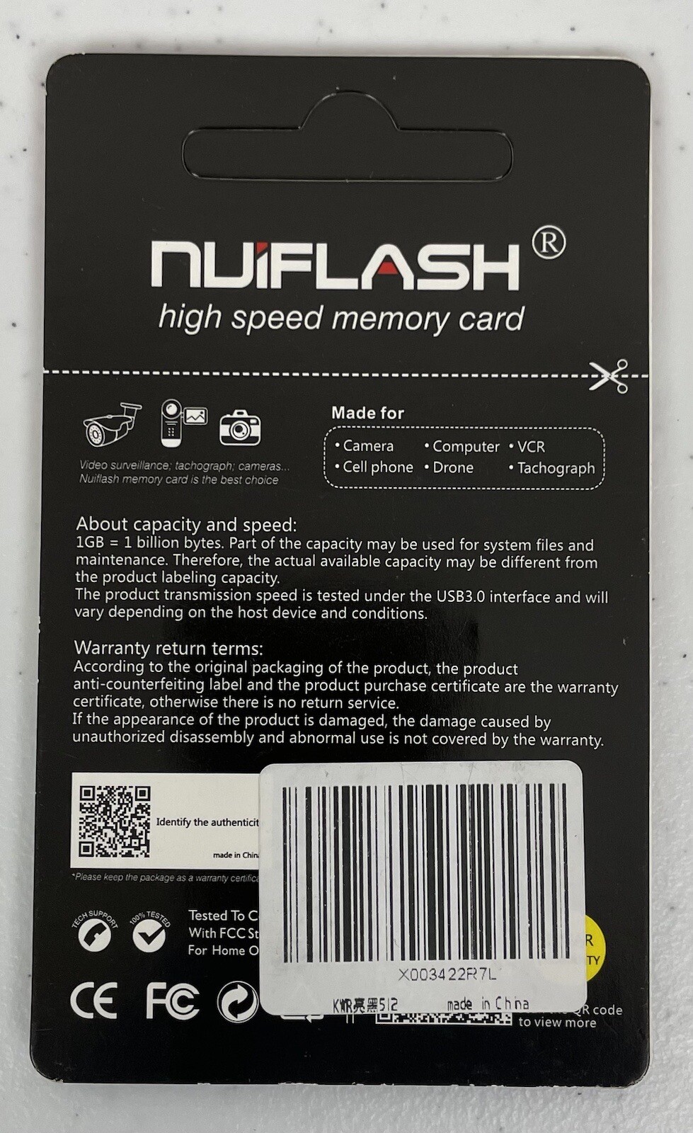 Nuiflash Memory Card Class 10 High Speed, Waterproof, Shockproof, Antimagnetic
