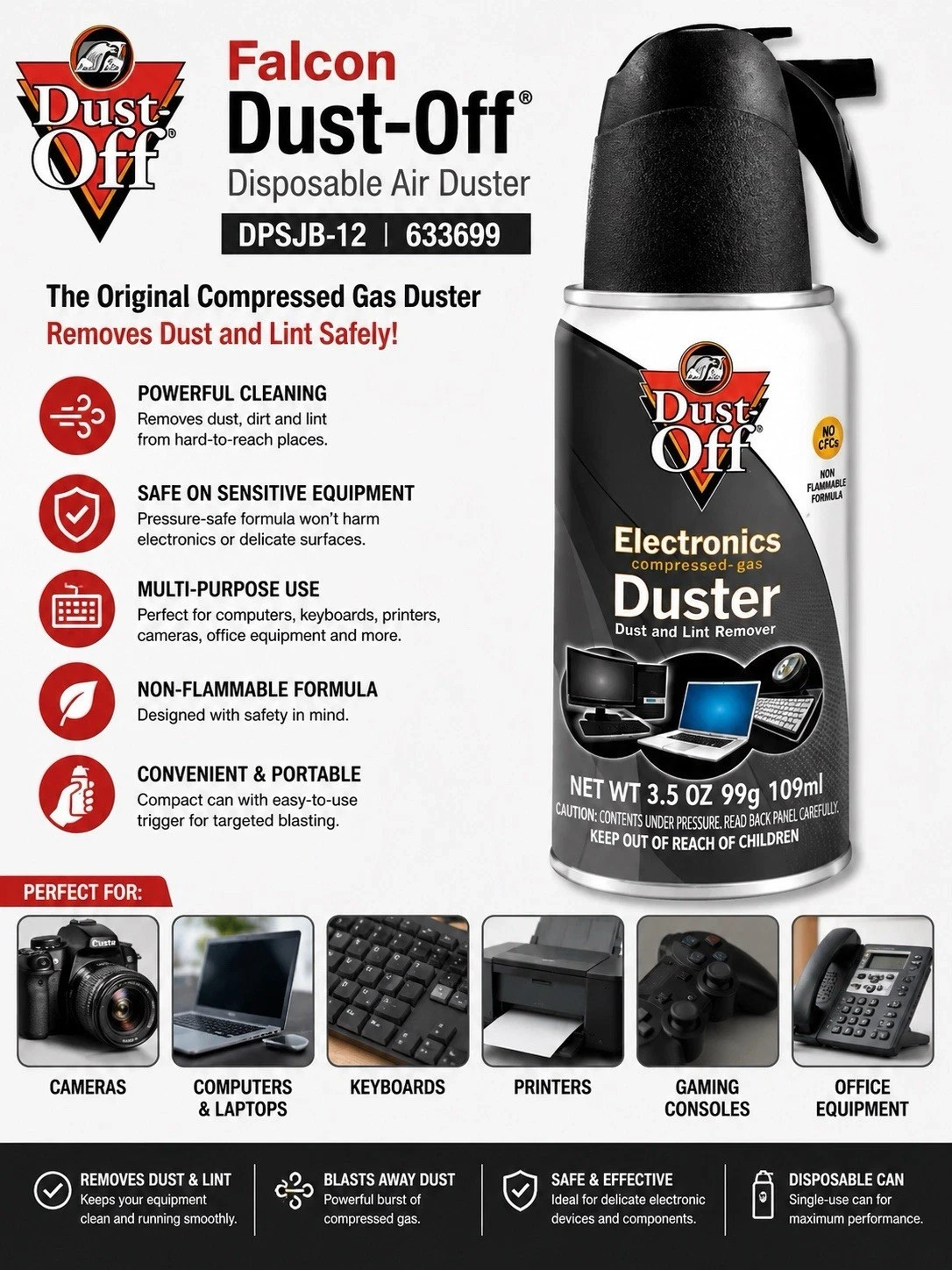 2 Pack-Falcon Dust-Off Disposable Air Duster (DPSJB-12) 633699