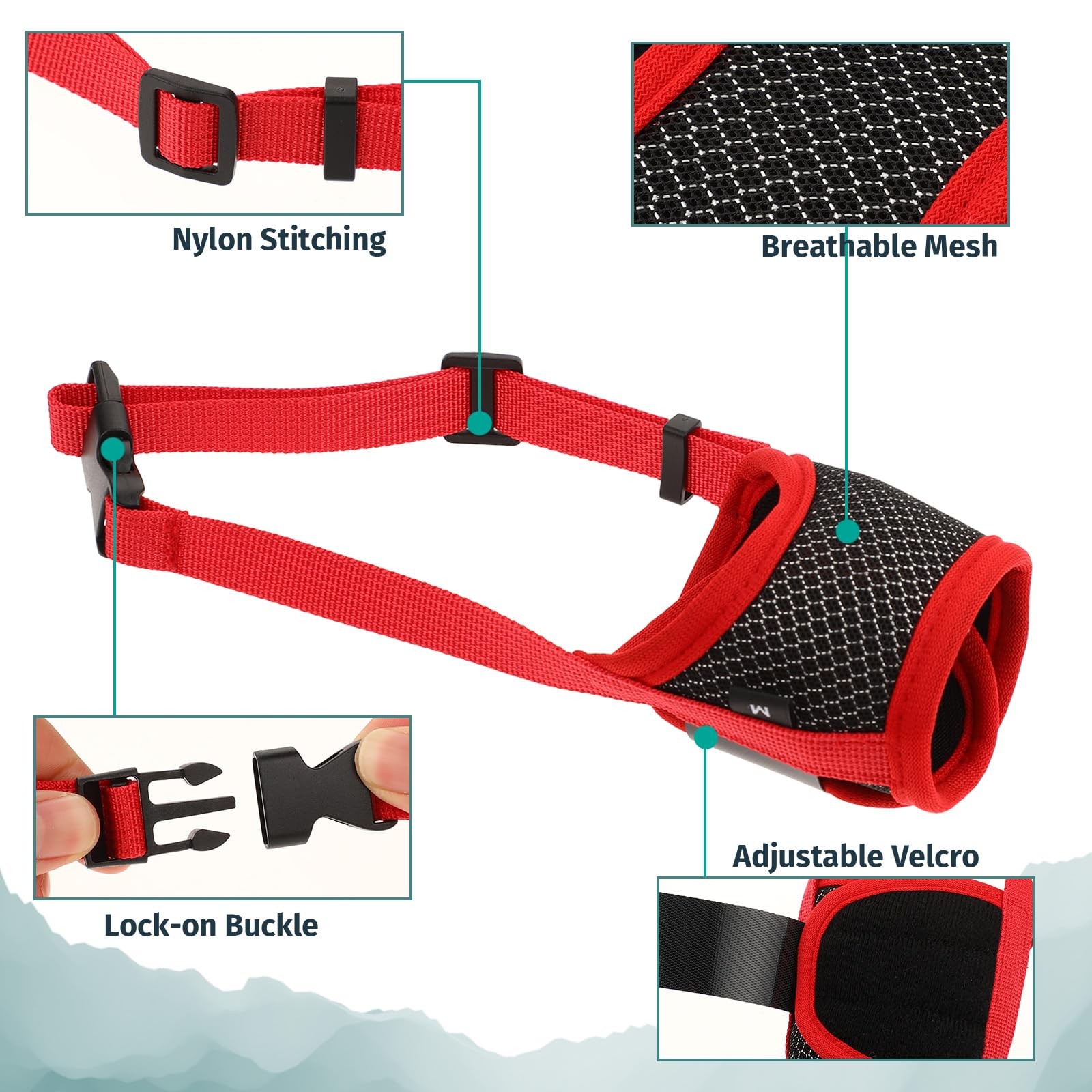Soft Nylon Muzzle - Breathable Mesh Fabric, Anti Barking, Comfortable Adjust...