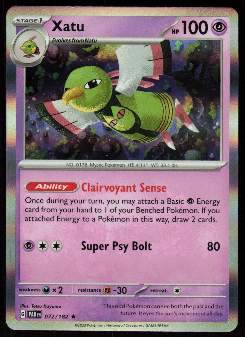 Xatu 072/182 Rare Paradox Rift Pokemon Holo Near Mint