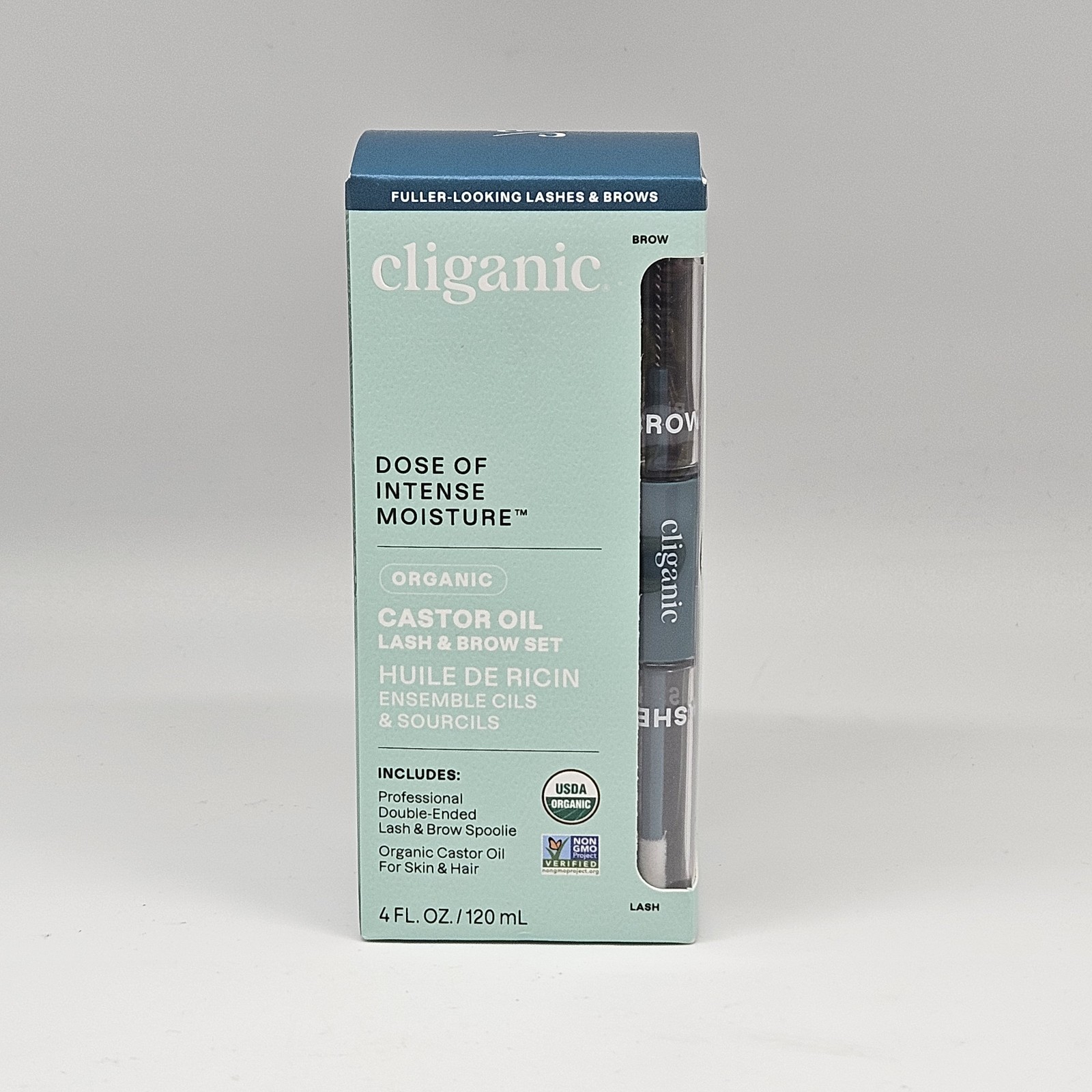 Cliganic LASH & BROW SET Organic Castor Oil x Skin & Hair 4 FL Oz EXP 07 2028