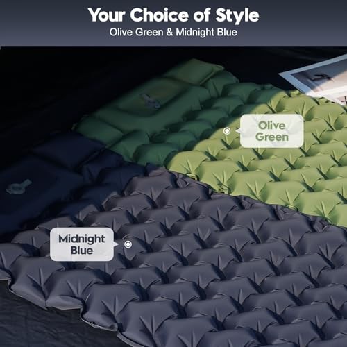 Double Sleeping Pad for Camping – 4” Thick Inflatable Midnight Blue Double