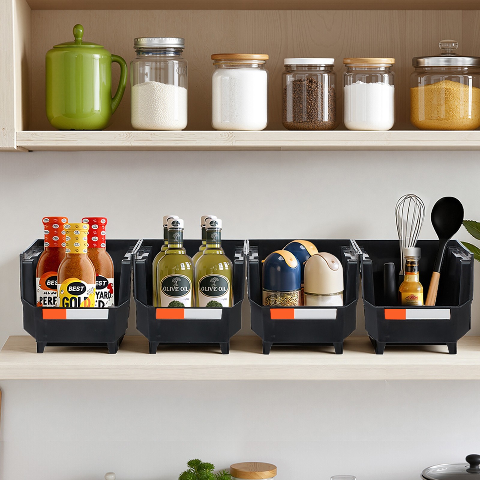 Uimoso Plastic Stackable Storage Containers Set of 8 for Garage Organization