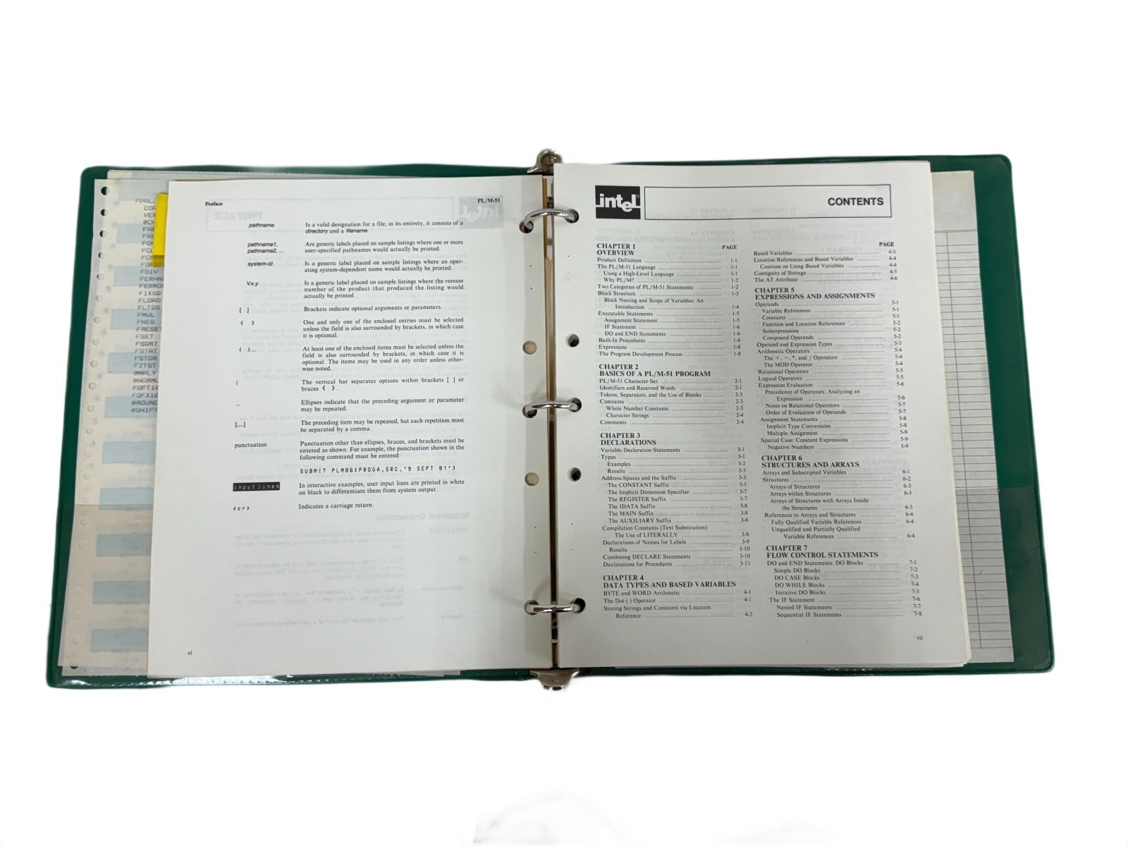 Intel 1983 PL/M-51 Users Guide w/ Binder and PL/M-51 Pocket Reference Card