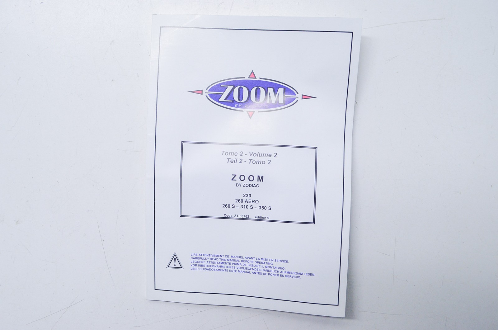 Zodiac ZT03762 Zoom 260 Aero Owner's Manual Volume 2 NOS