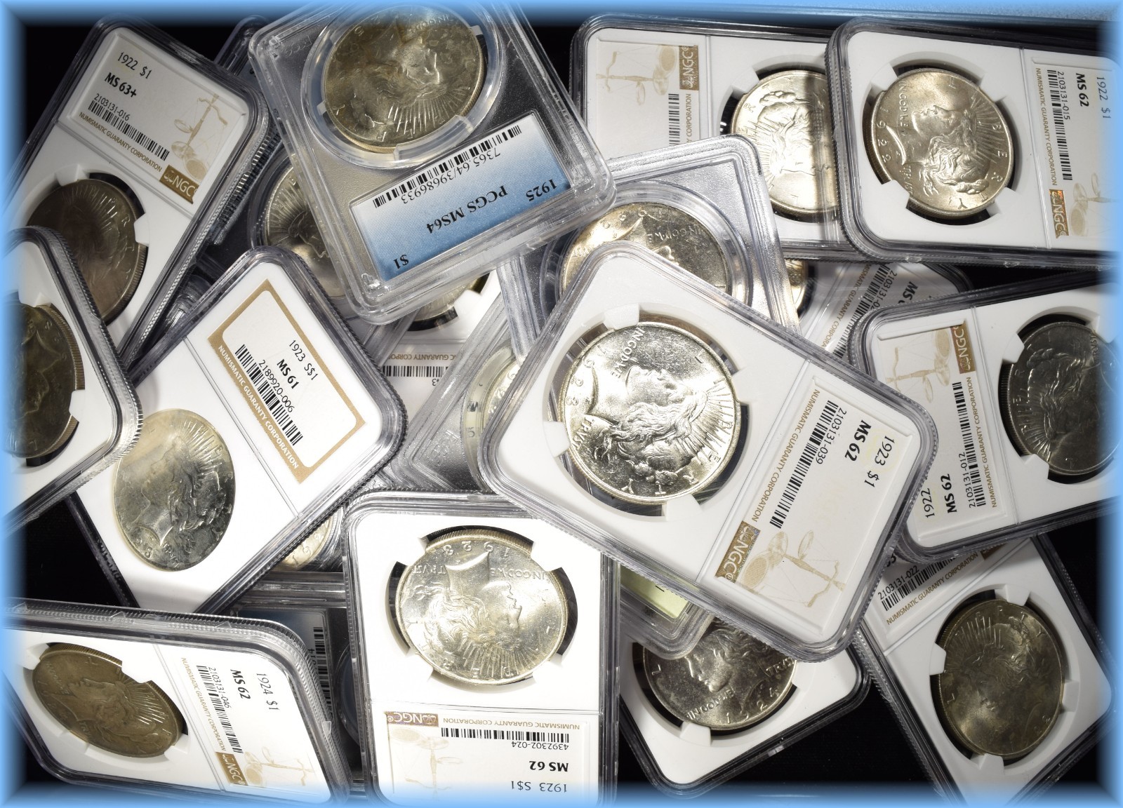 PCGS NGC US Silver Peace Dollars 1921-1935 ~ BU UNC Coins From Graded Estate Lot