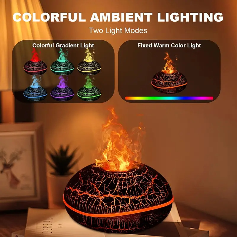 Flame Aromatherapy Diffuser Aroma LED Light Ultrasonic Air Humidifier 200ml