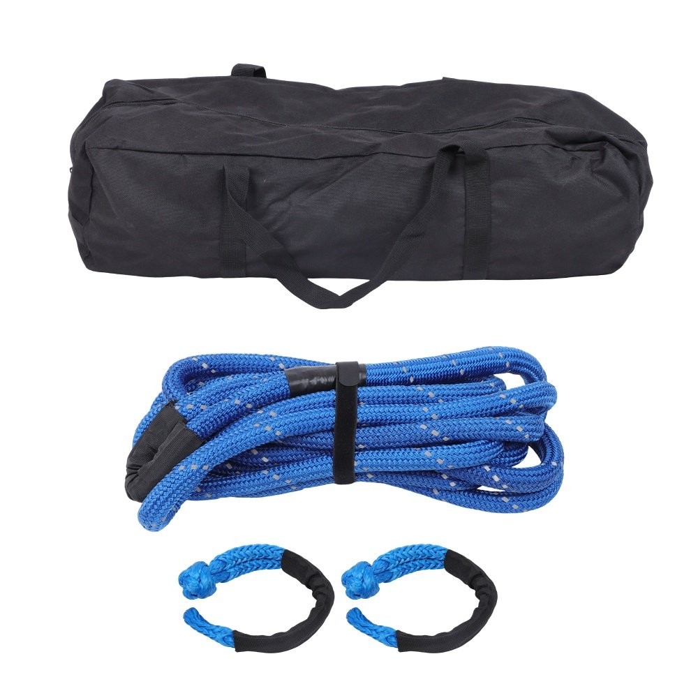 1in × 30ft Kinetic Recovery Rope with 2 Soft Shackle Kit 34000lbs Tow Rope Blue