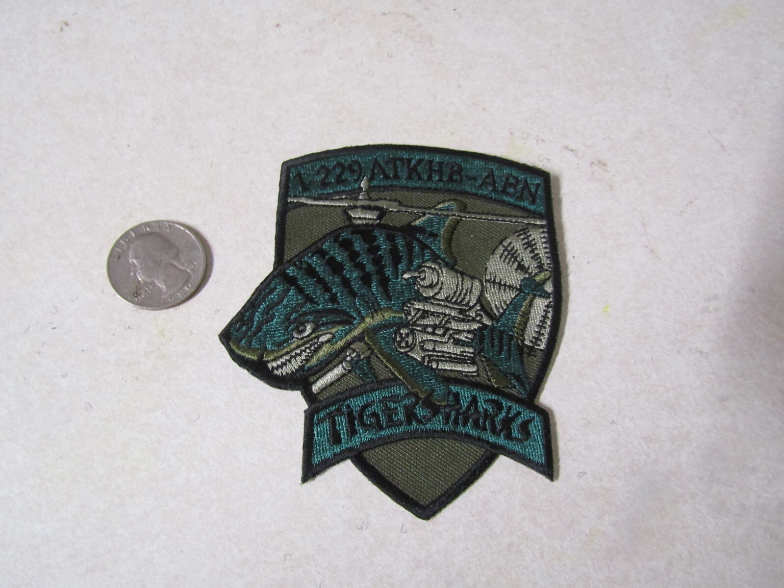 MILITARY PATCH SEW ON 1-229 ATKHB-ABN TIGER SHARKS AVIATION HELECOPTER
