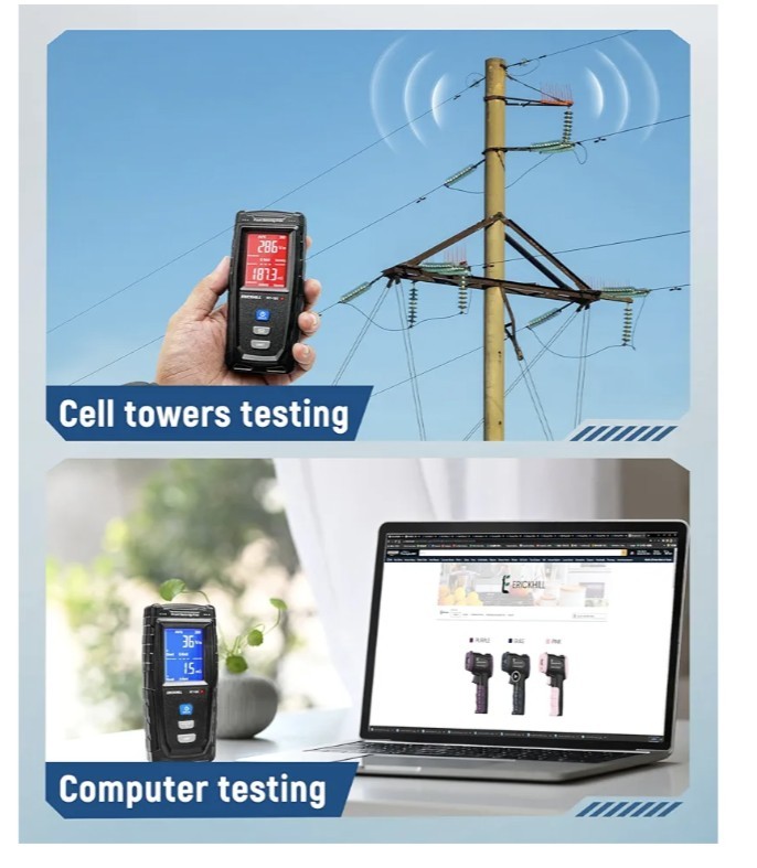 ERICKHILL EMF Meter, Detects Electric and Magnetic Fields, Handheld Digital EMF