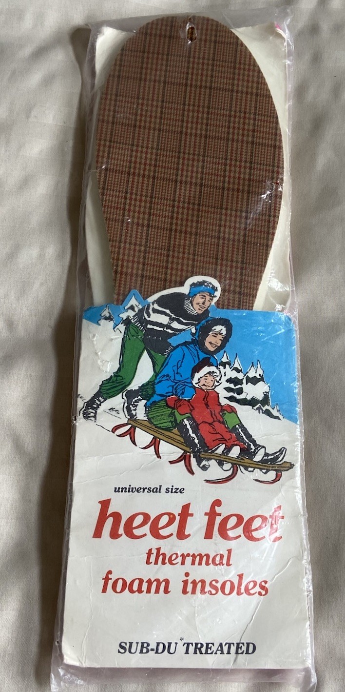NEW Vintage Heat Feet Thermal Brown Plaid Foam Insoles - Mens/Womens/Childrens