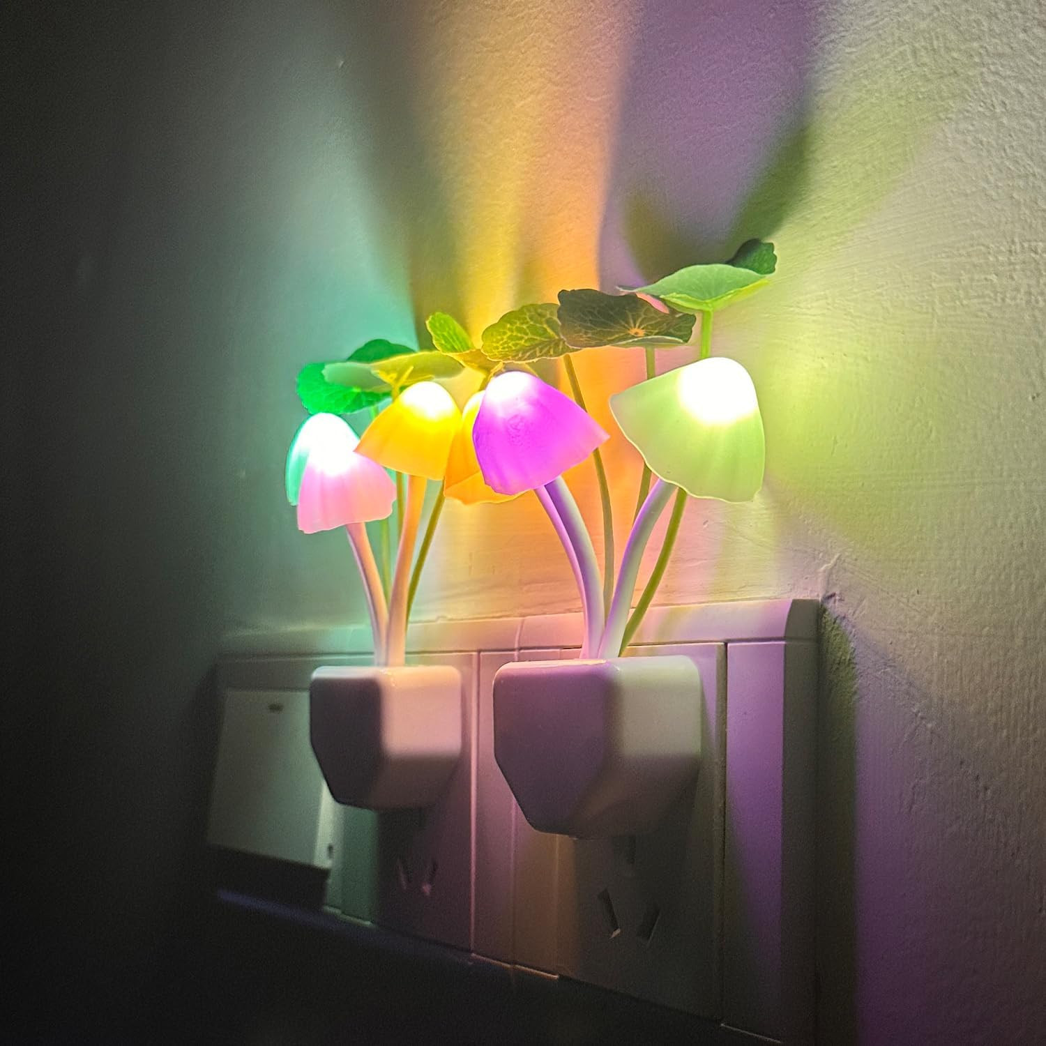 2Pack Mushroom Night Light, Plug-In Sensor LED Night Light Color Changing Nurser