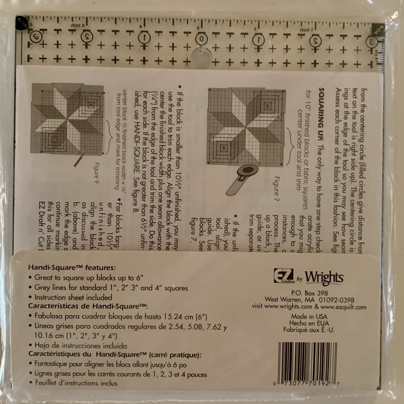 EZ Quilting Handi Square Template by Marti Michell ideal for rotary cutter 6"