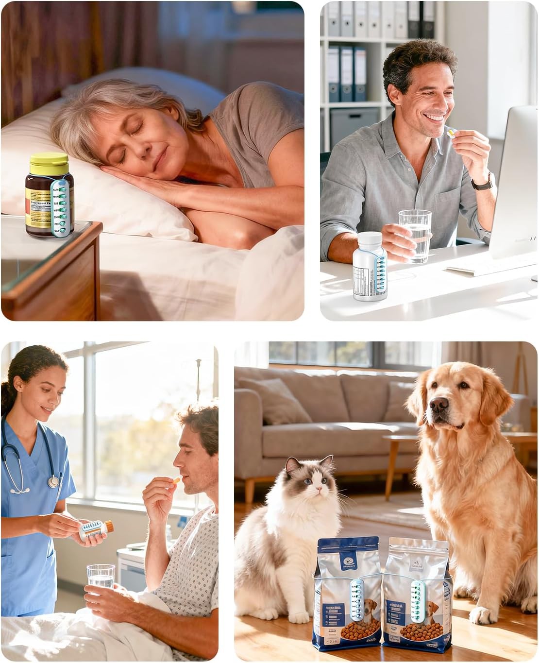 Odaro 2 Pack Pill Reminder, Lanyad or Sticker Pill Tracker, Work with Most Bottl