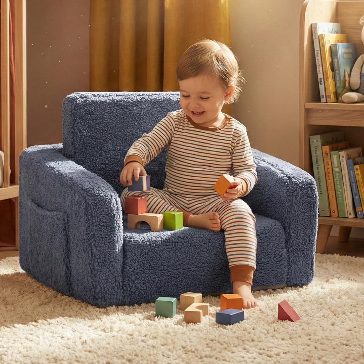 Toddler Baby Chair Couch Sofa Kids Foldable 2-in-1  Fold Out Couch Toddler Chair