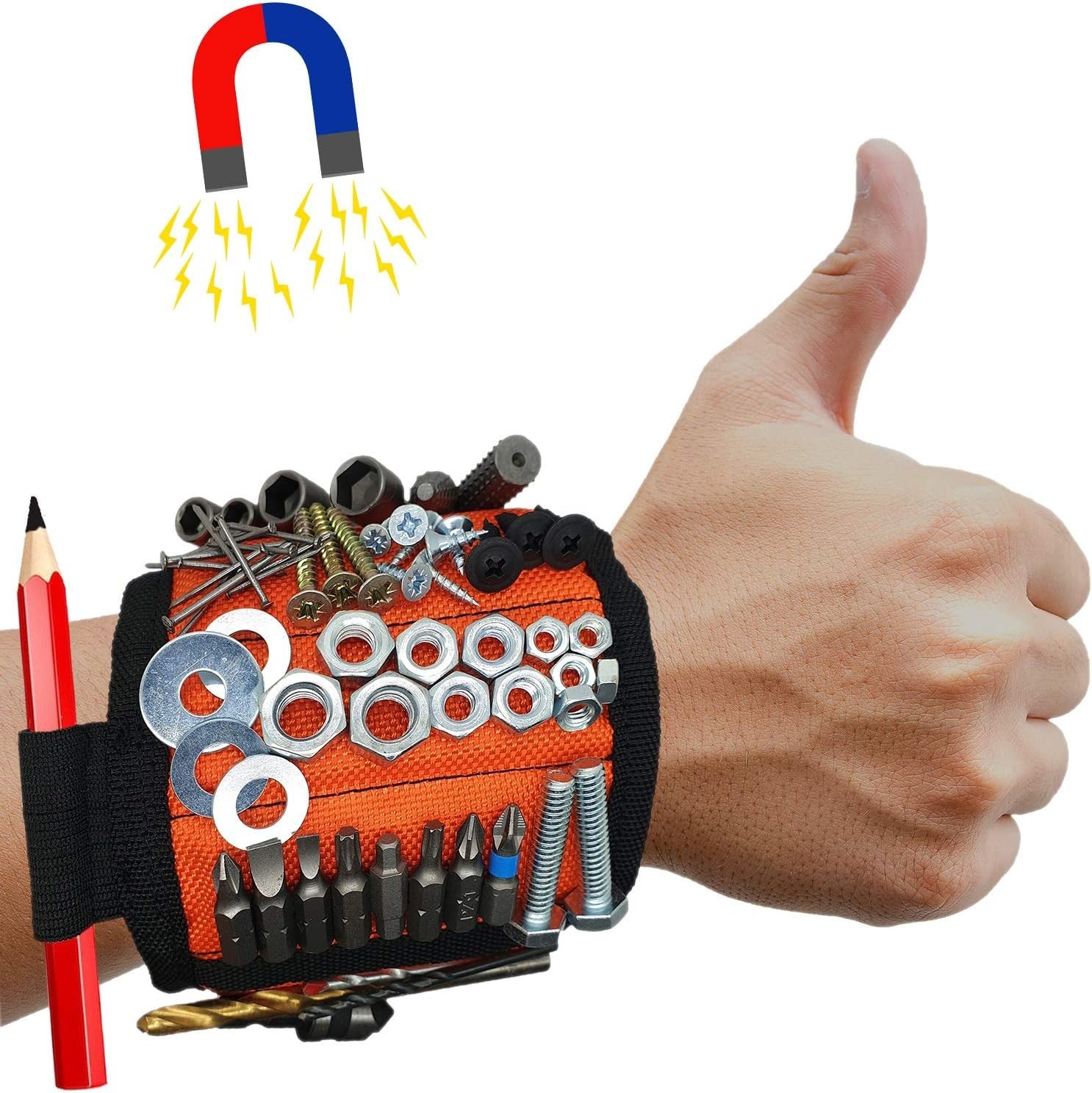 Orange Magnetic Wristband for DIY - 20 Super Strong Magnets