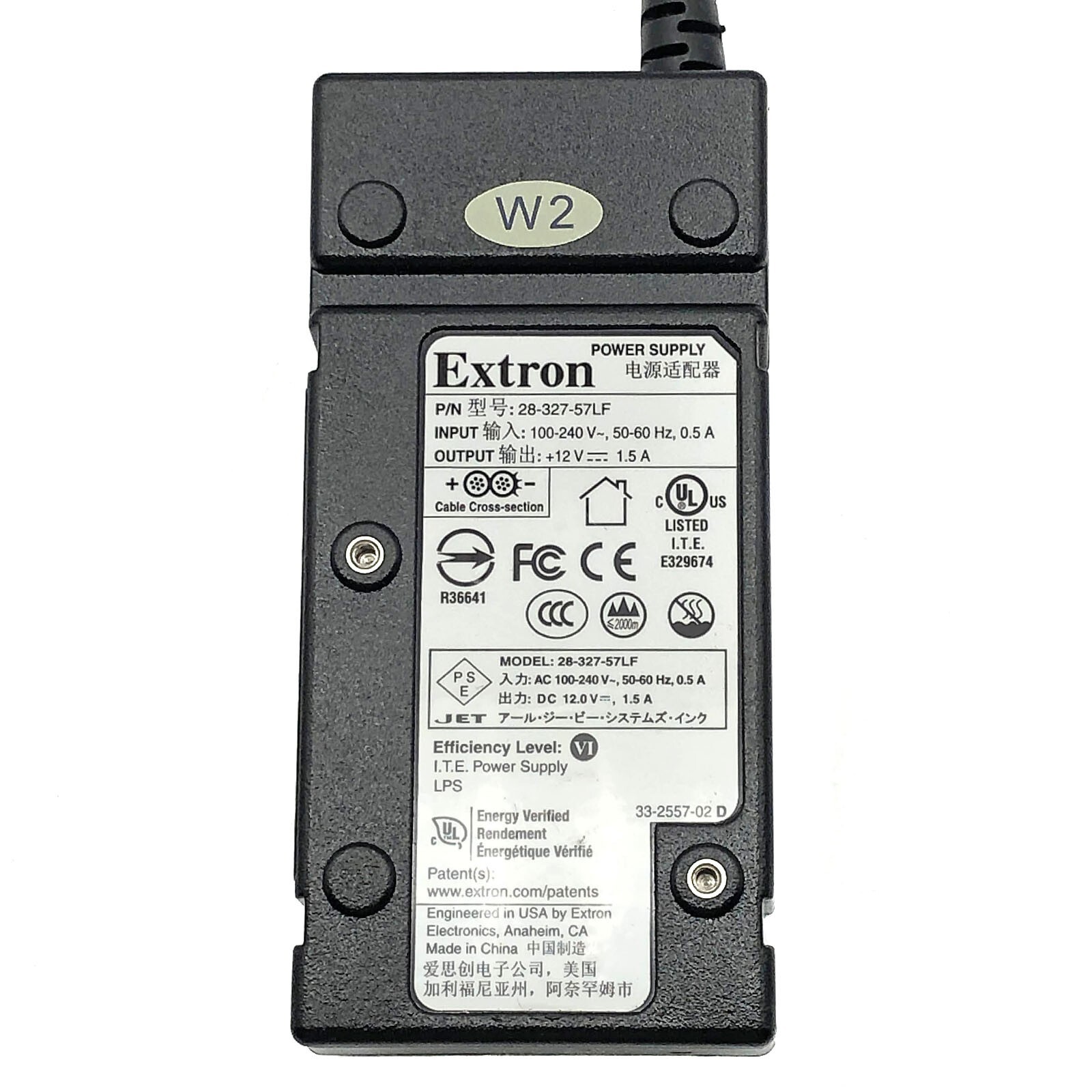 Original Extron AC Adapter for Extron IPCP Pro 250 IP Link Pro Control Processor