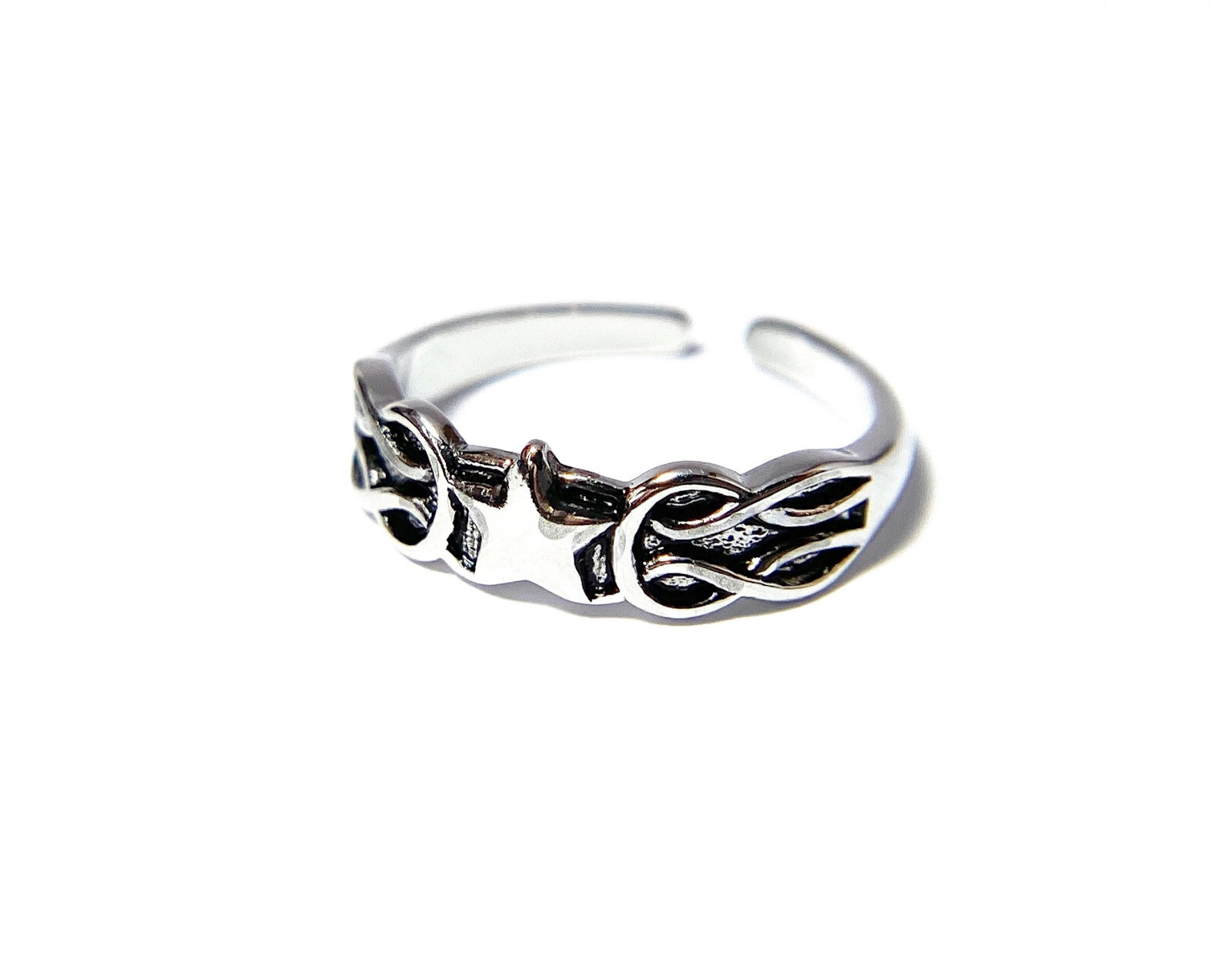 Weave Pattern w/ Star and Moons Center Adjustable Mid Ring / Toe Ring