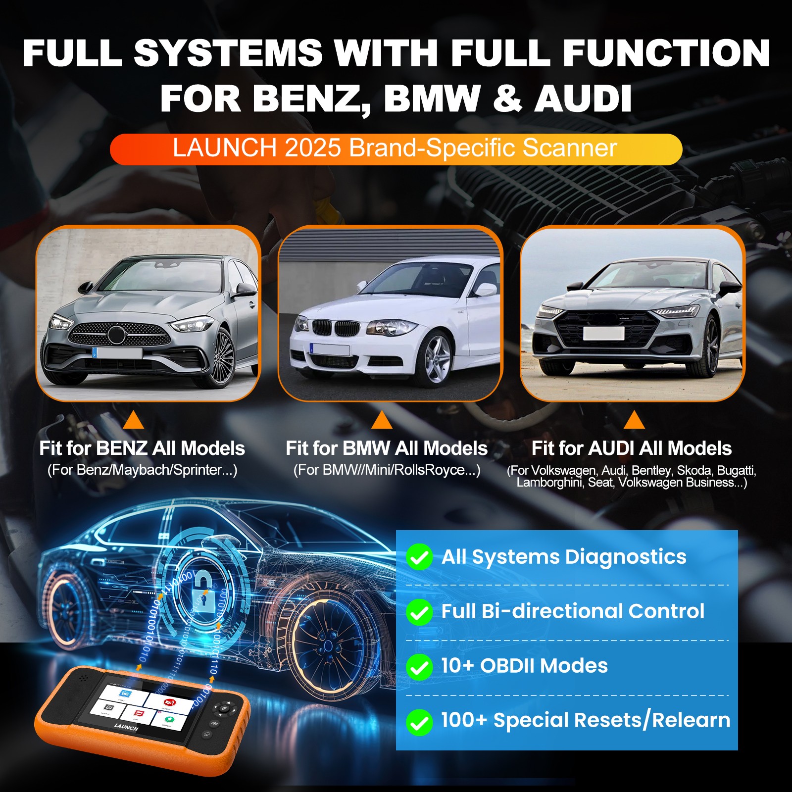 2026 LAUNCH X431 Creader Elite 2.0 BBA for BMW Benz Audi Bidirectional Scan Tool