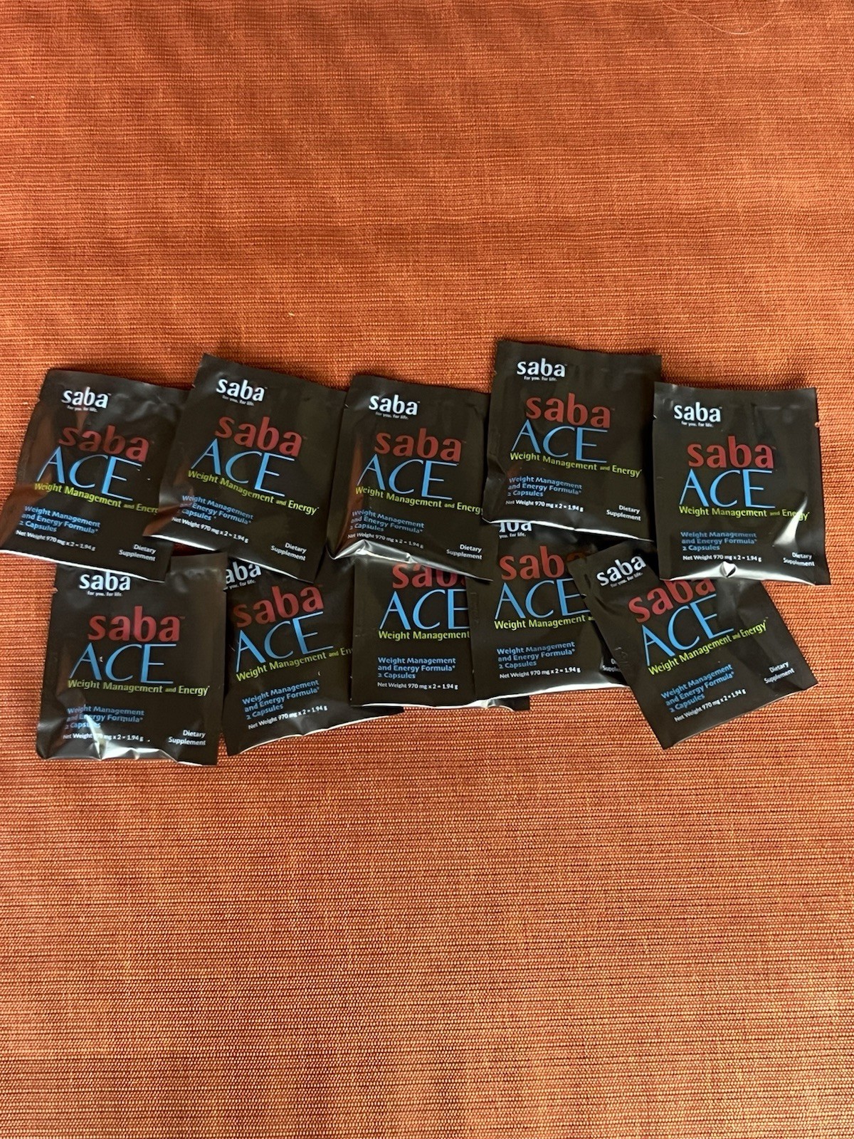 Saba ACE Samples PACKS Weight Loss 2 Per Sample Pack 10 Packs Total 20 Pills