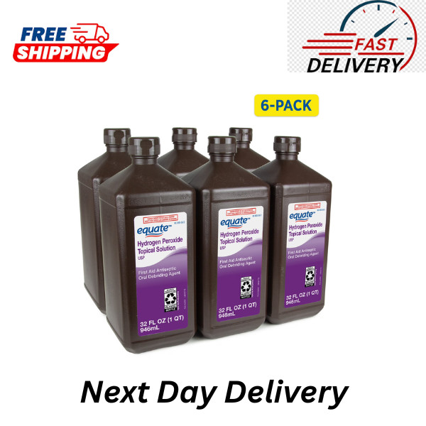 Equate 3% Hydrogen Peroxide Liquid Antiseptic, 6 Pack, (6 x 32 fl oz)