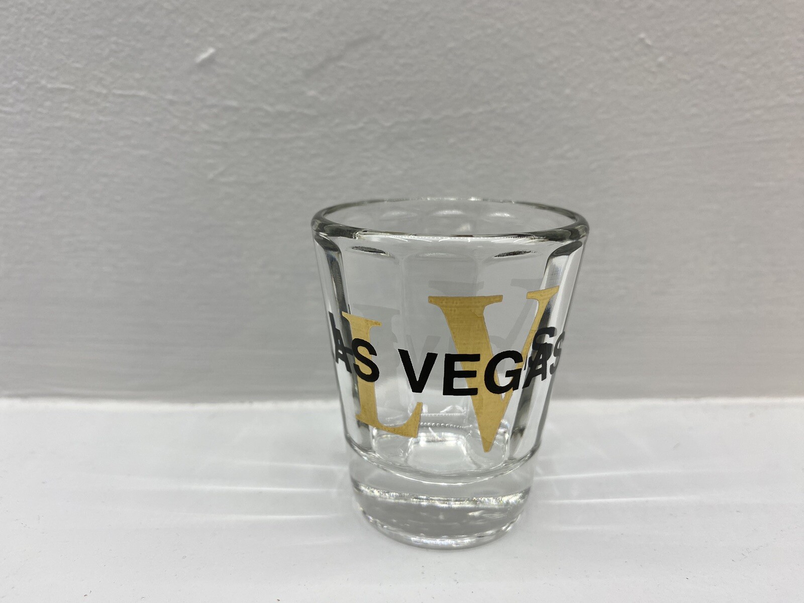 Las Vegas Shot Glass Black And Gold Lettering