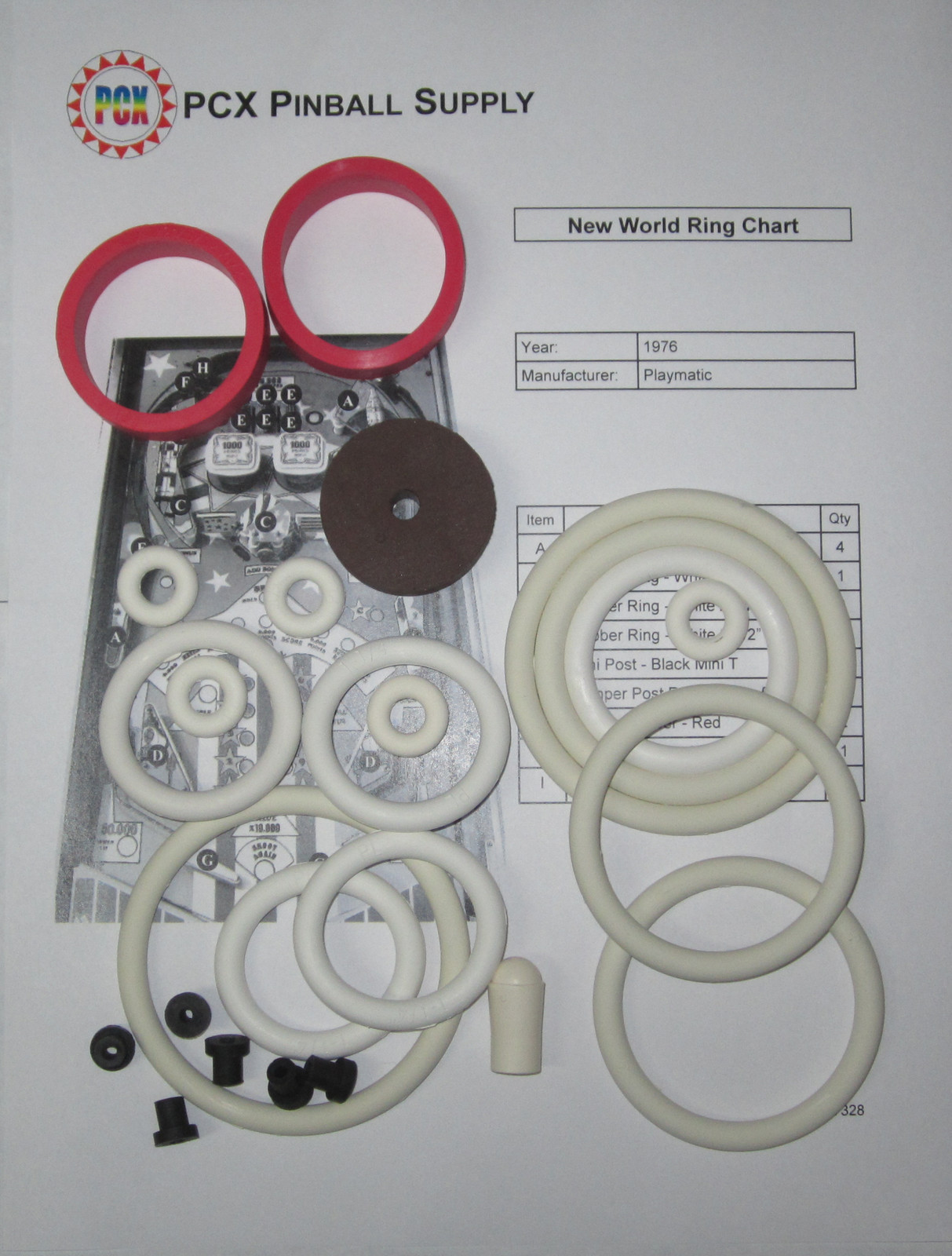 1976 Playmatic New World Pinball Machine Rubber Ring Kit
