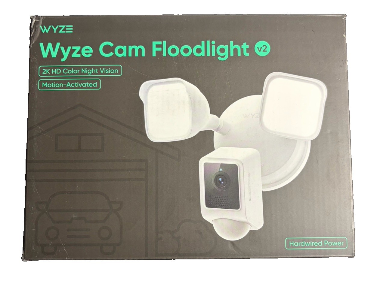 Wyze Cam Floodlight v2 2K HD Color Night Vision Motion Activated Open Box