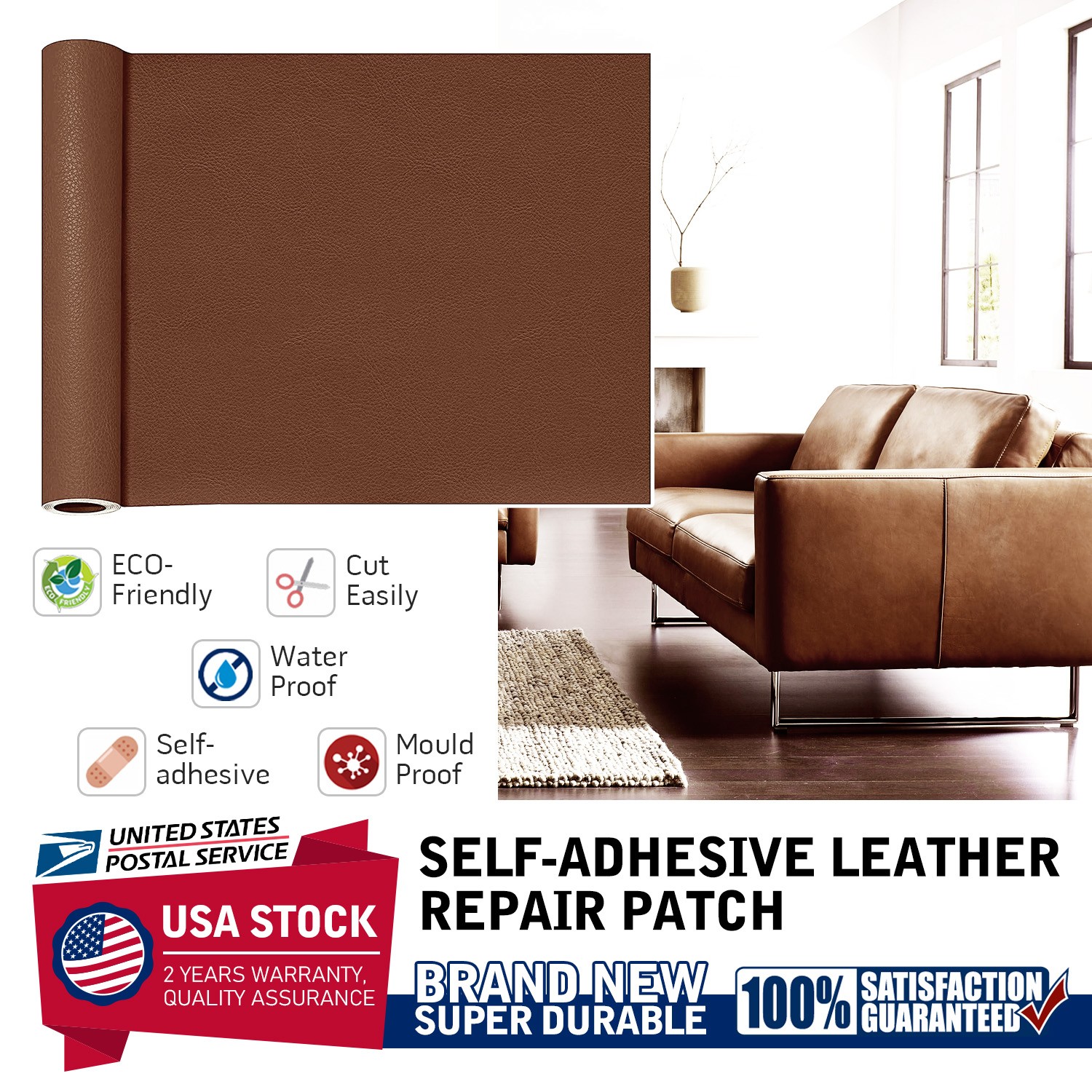 Multiple Sizes Available Leather Repair Stick on Car Seat Sofa Self-Adhesive