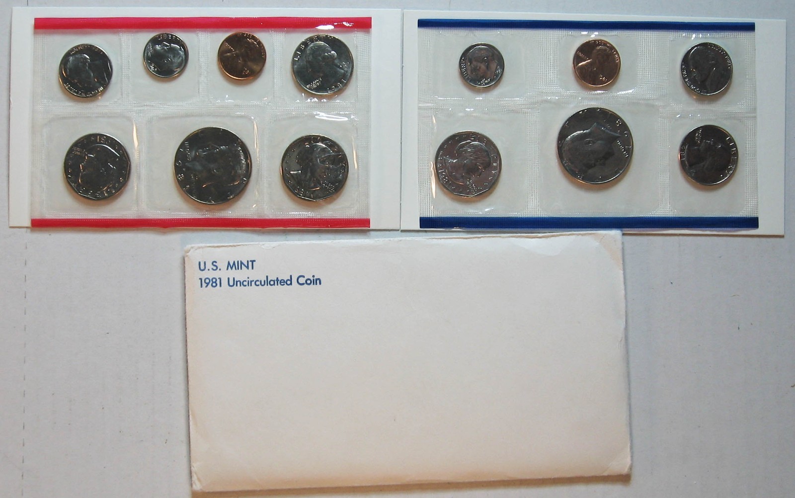 1981 US MINT UNCIRCULATED SET / 13 BU COINS INCL 3 SBAs SEALED IN OGP FLAT PACK