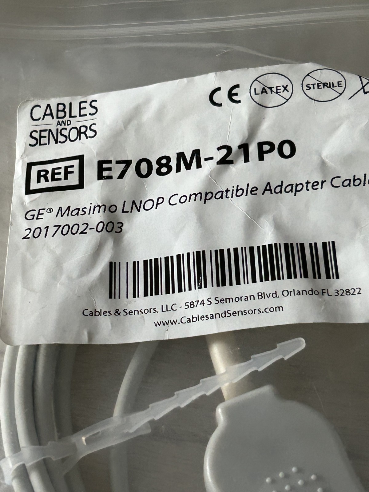 Cables & Sensors E708M-21P0 - GE, Masimo LNOP Compatible SpO2 Adapter Cable