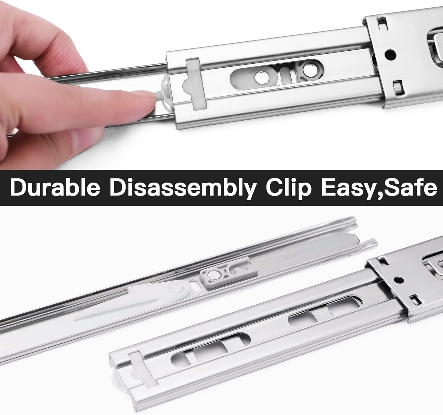 22-Inch Silver Self-Close Drawer Slides, Durable, 6 Pairs for Easy Installation