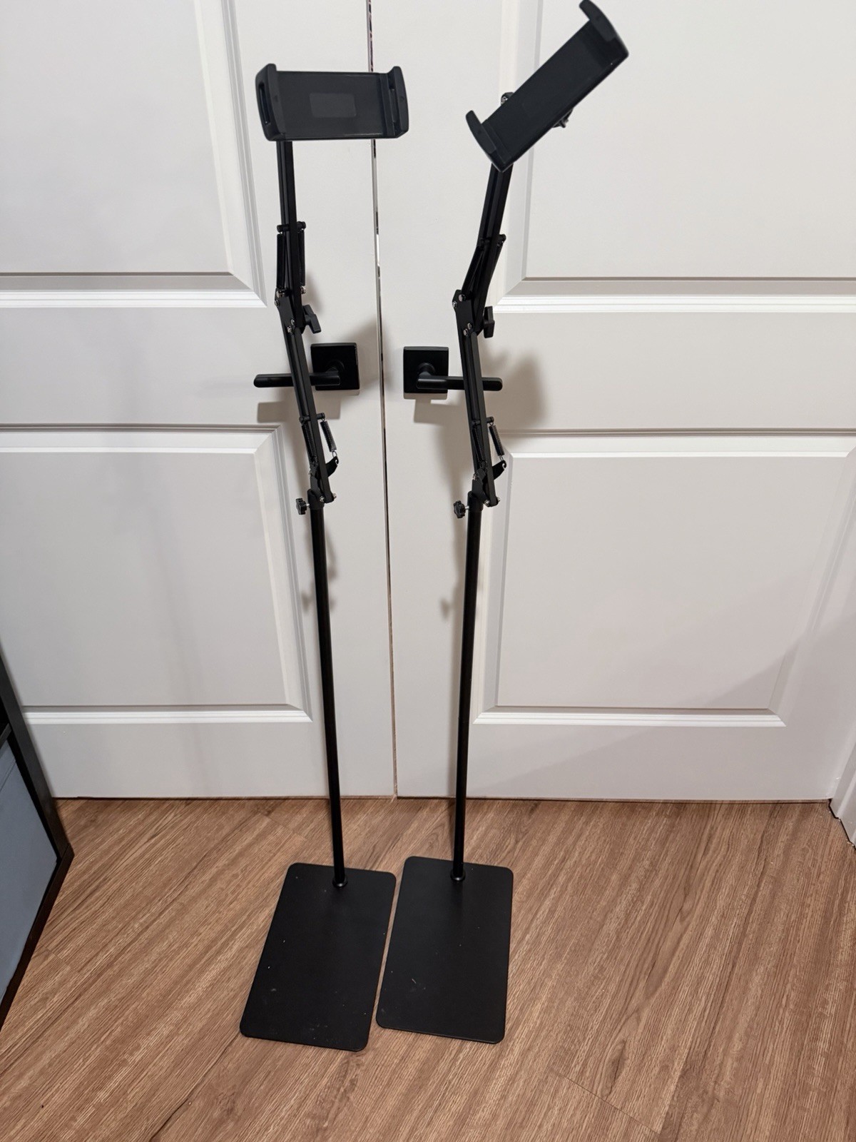 2-Pack Black Metal Height-Adjustable Microphone Stand Holders w/ Clamps