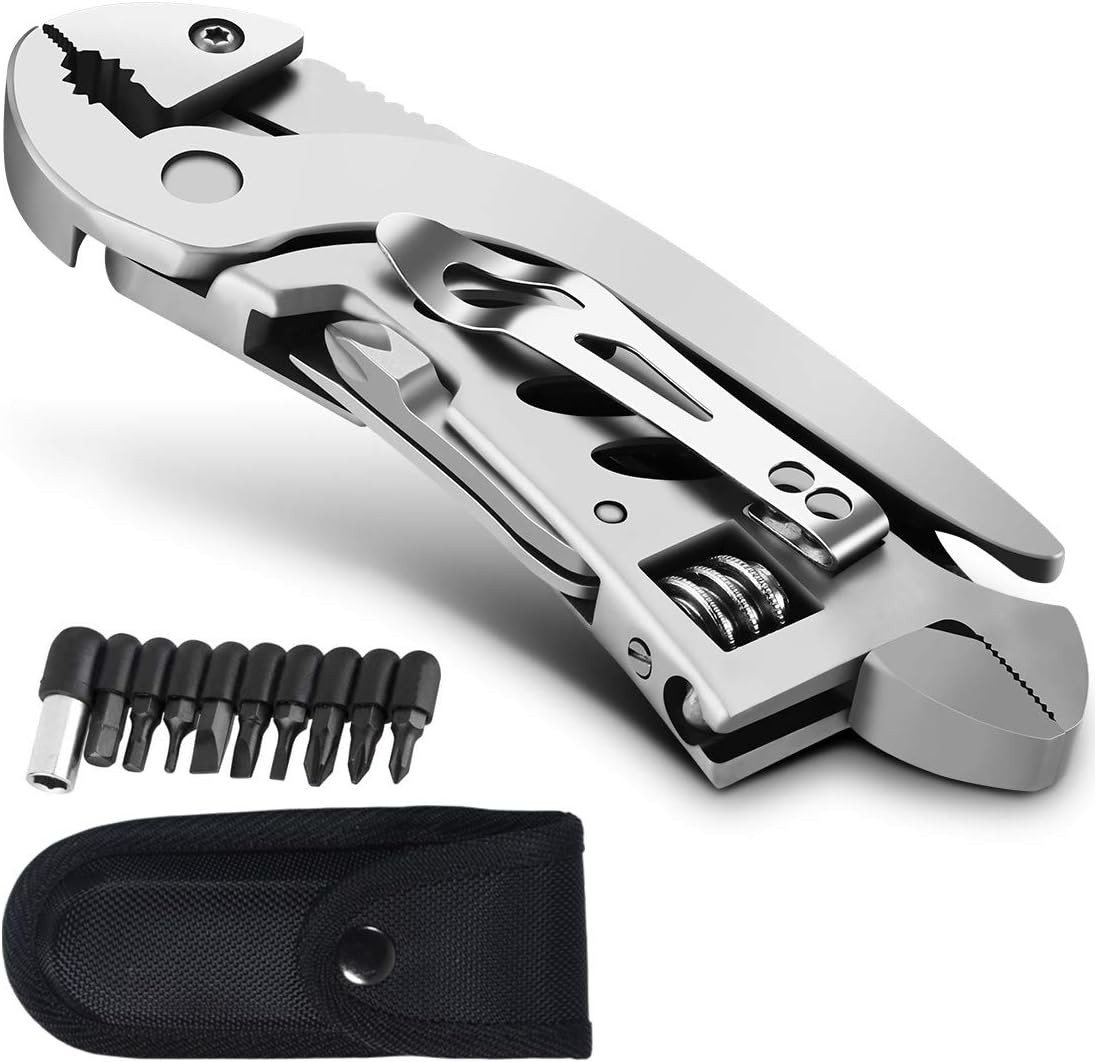Multitool Wrench With 7 Tools/Pliers/Wire Cutter/Flat Silver