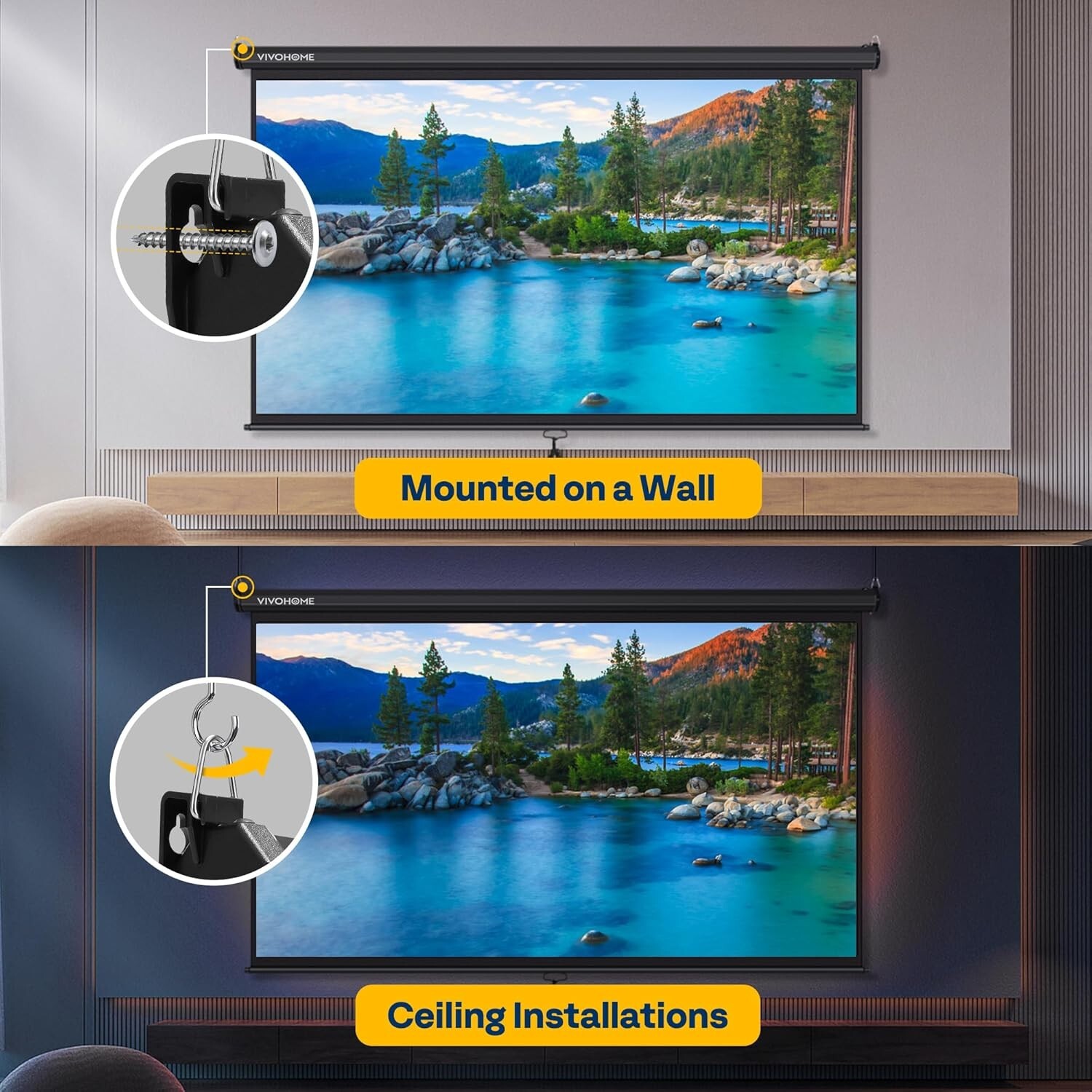 High-Definition 16:9 100'' Pull Down Projector Screen for Cinema Quality Viewing