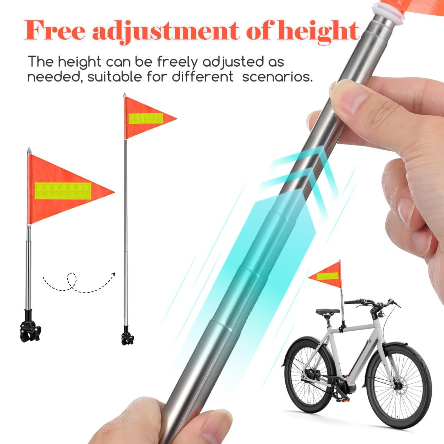 Bike Flag with Pole for Safety, High Visibility Double-sided Reflective Bicyc...