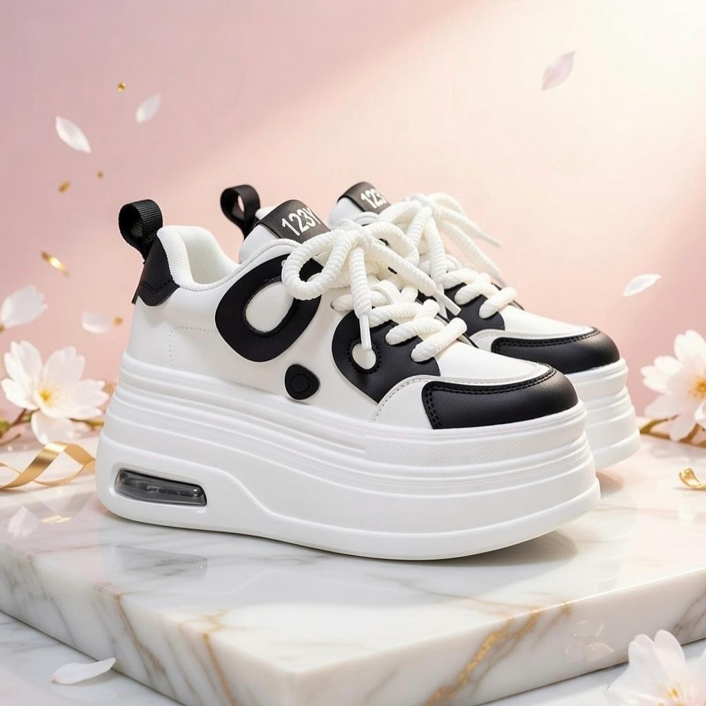 Panda Chunky Platform Sneakers Women Thick Sole Dad Shoes Casual Trainers
