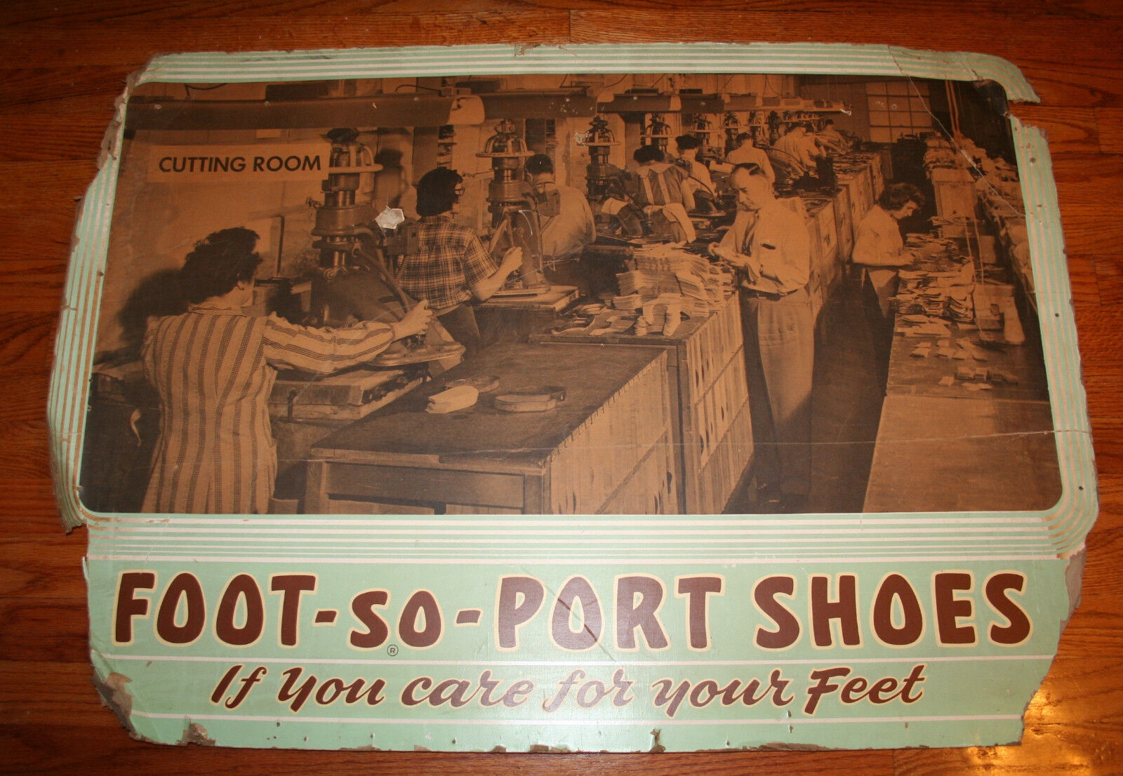 VTG Foot-So-Port Shoes Cardboard Advertisement Pin Up Poster REAL Photo AS IS