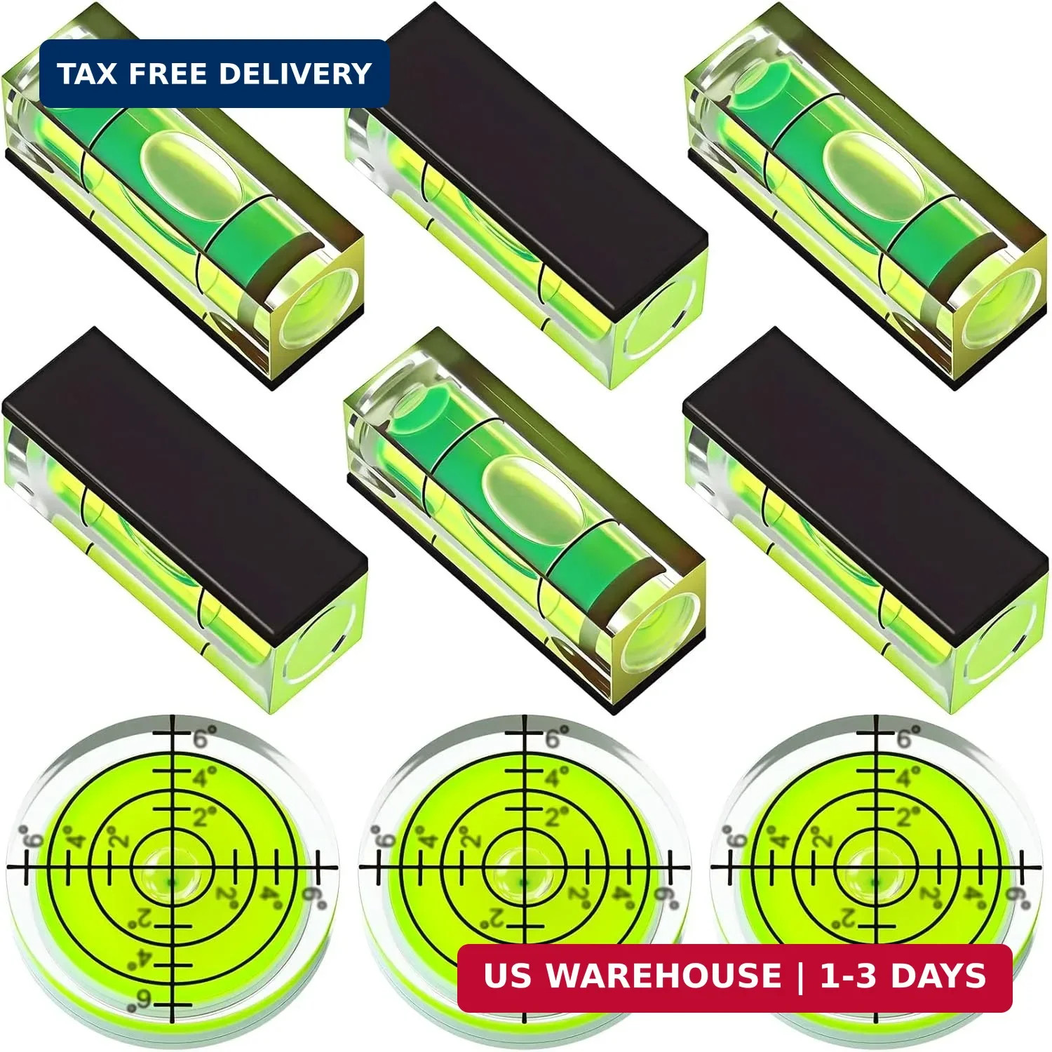 Dreyoo 9 Pcs Small Bubble Spirit Level, Mini Magnetic Square Drill Bubble Levels