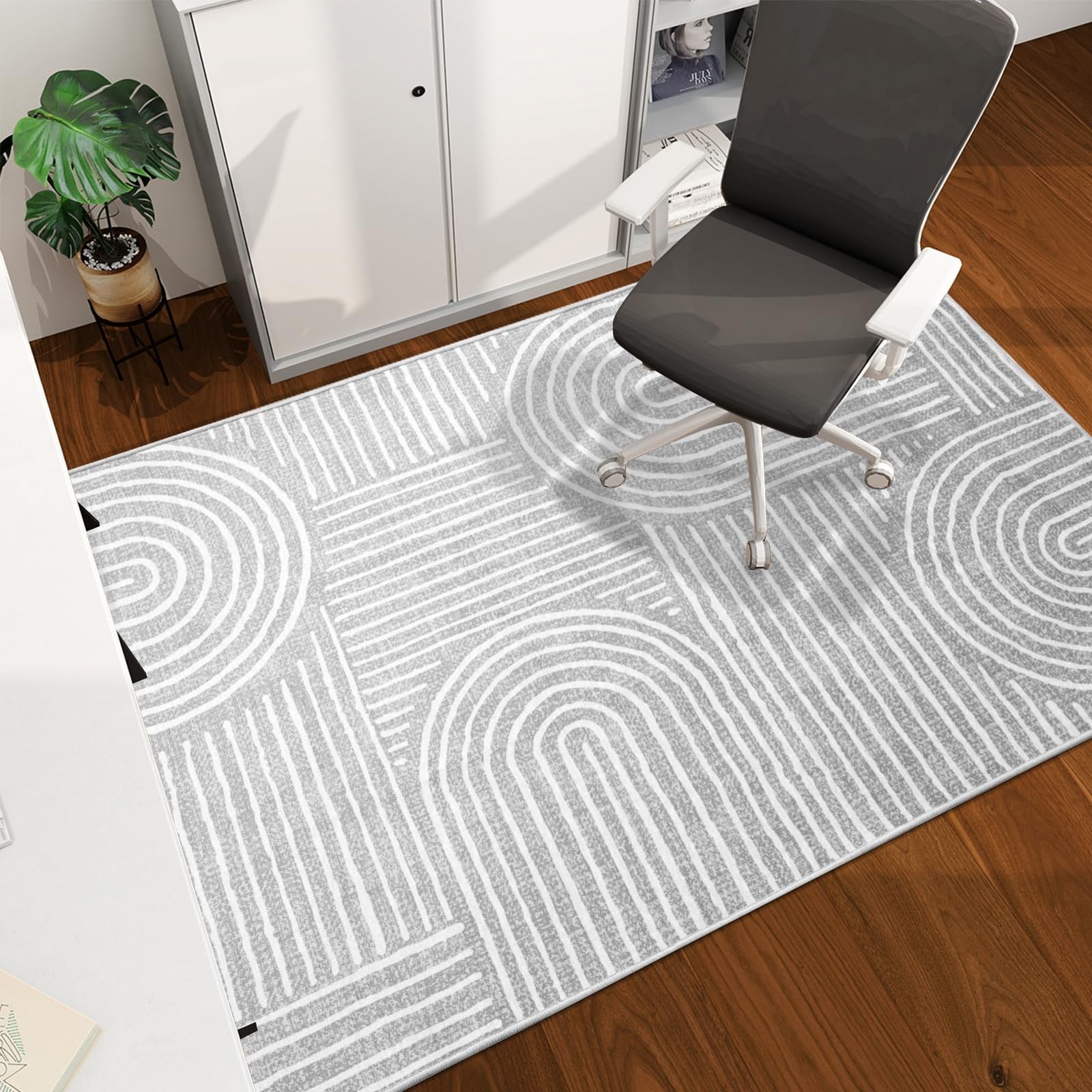 Office Chair Mat for Hardwood Floor, 60"x45" Easy Glide 45"x60", Grey Ink