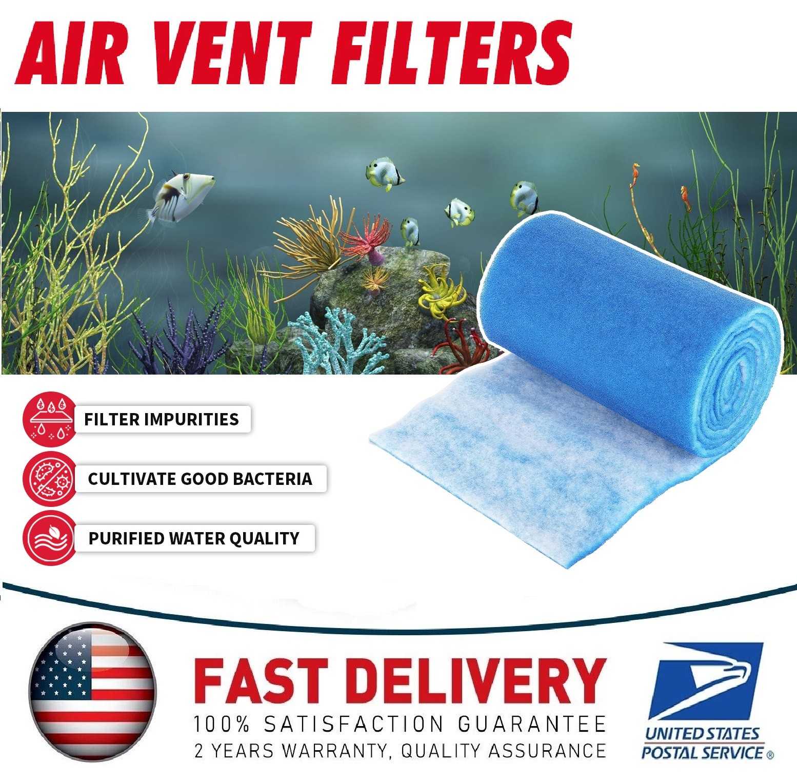 1/2" Thick Universal Pond / Marine Aquariums Filter Mat/Media/Pad 12" x 12'