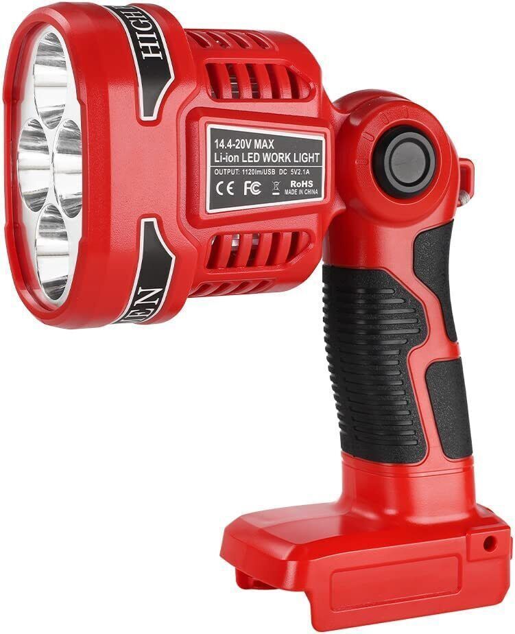 12W 1120LM LED Work Light Jobsite Flashlight Spotlight for Craftsman V20 Battery