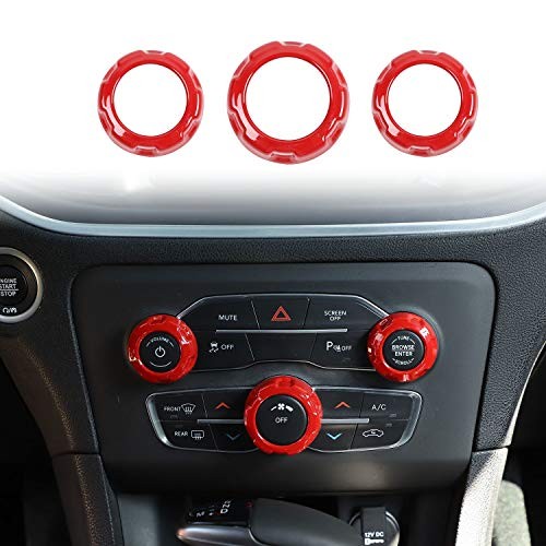 Radio AC Knobs Air Conditioner Switch Button for 2015-2024+ Dodge Red
