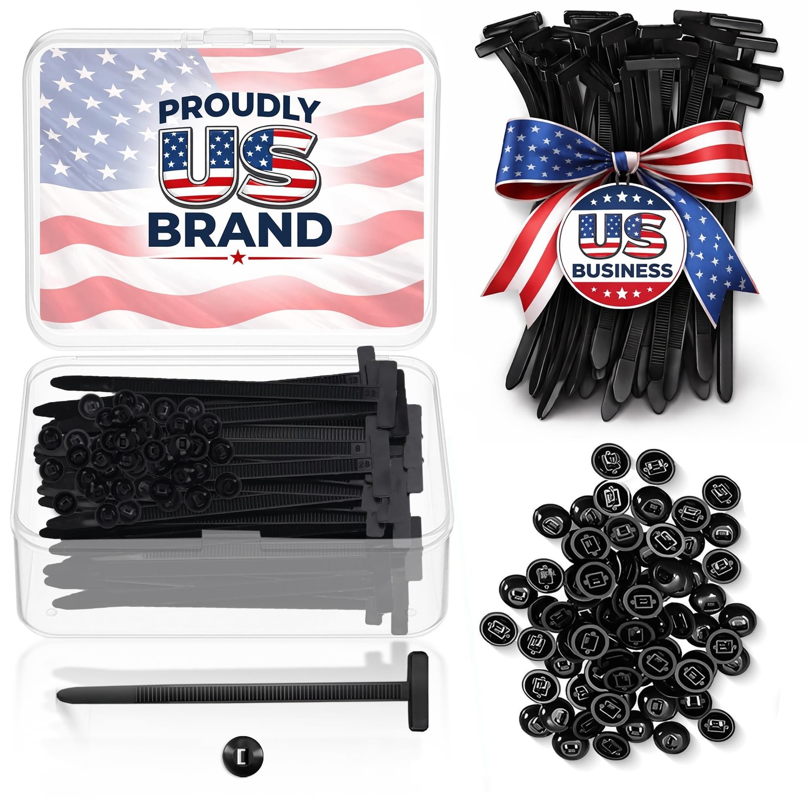 100 Pcs Nylon Universal Cable Tie Buckles — Heavy-Duty Zip Tie Buckle Clip